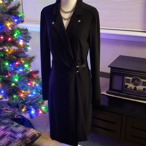 ❤WHBM Black Moto Wrap Short Dress - Picture 2 of 5